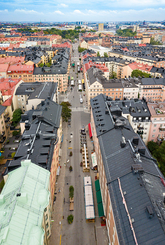 从St Eriksplan俯瞰斯德哥尔摩的城市景观